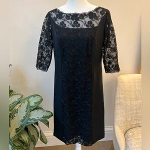 Peggy Jennings Black Lace Neckline Dress